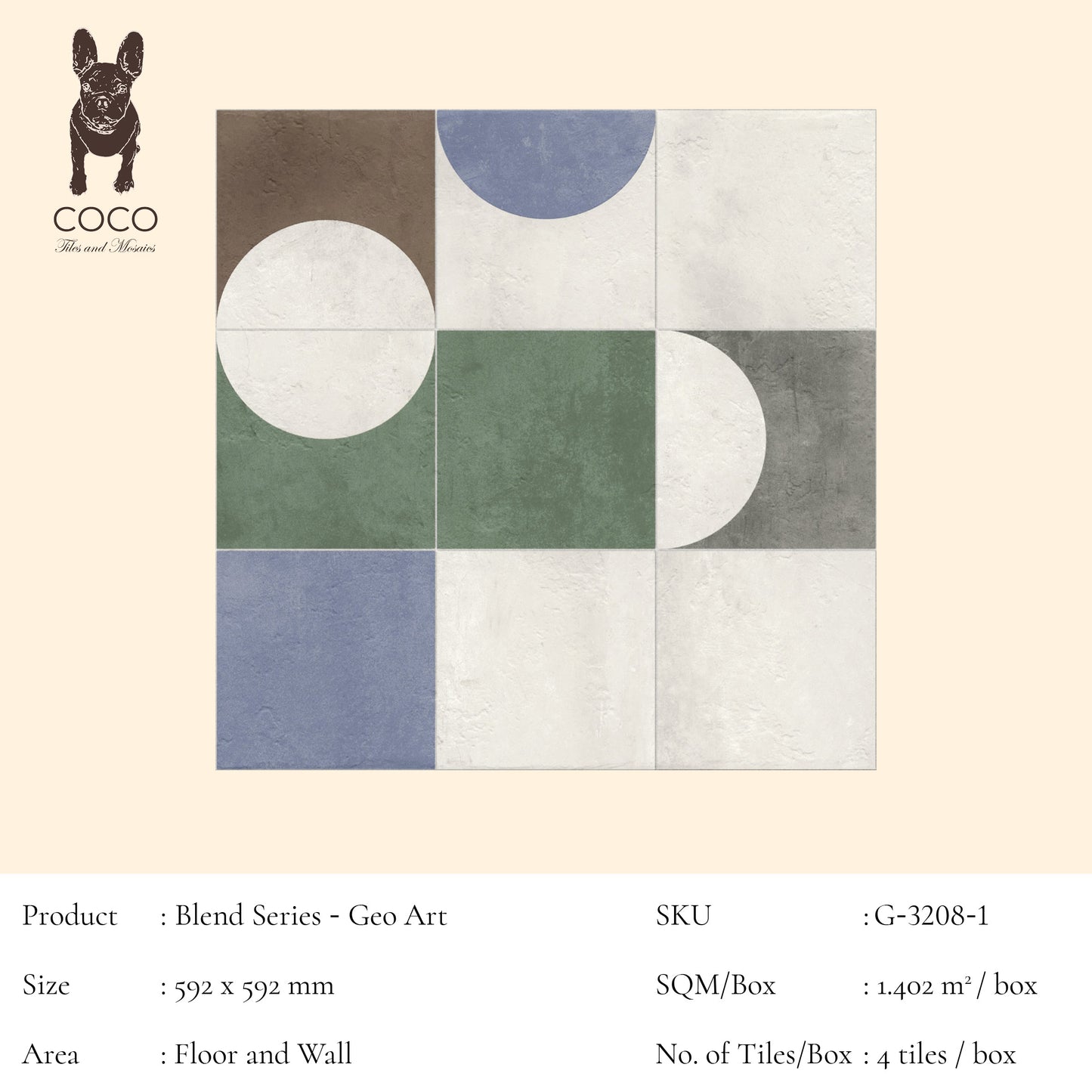 Blend Series - Geo Art 592x592mm Porcelain Tile