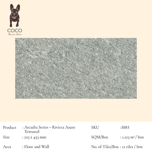 Arcadia Series - Riviera Azure Textured 225x453mm Porcelain Tile