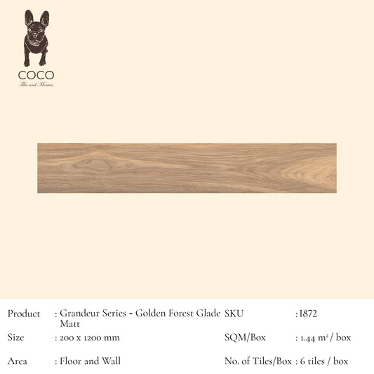 Grandeur Series - Golden Forest Glade Matt 200x1200mm Porcelain Tile