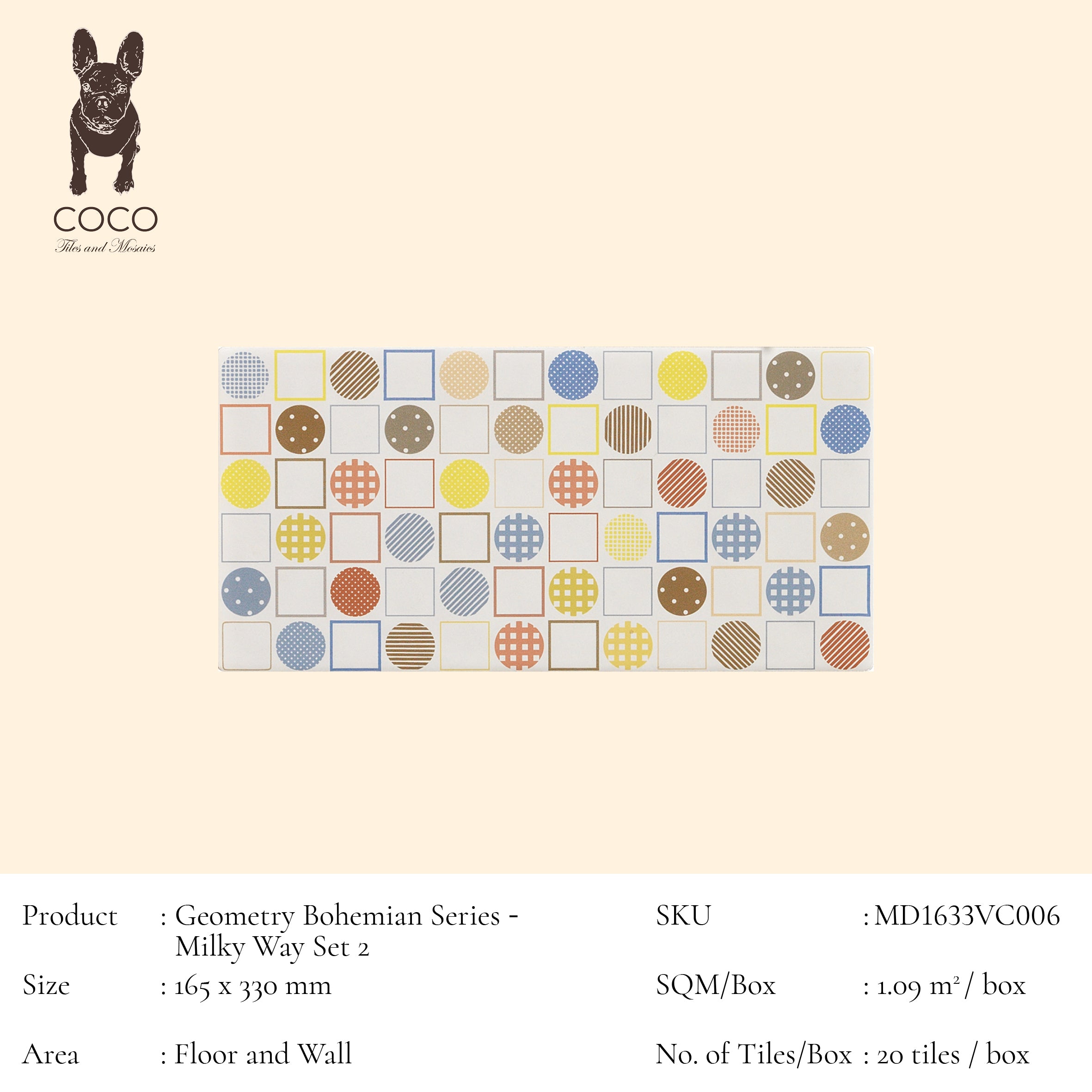 Geometry Bohemian Series - Milky Way Set 2 165x330mm Ceramic Tile