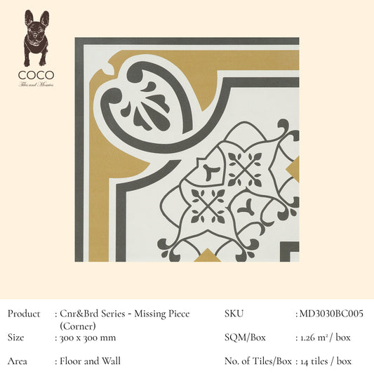 Cnr&Brd Series - Missing Piece (Corner) 300x300mm Ceramic Tile