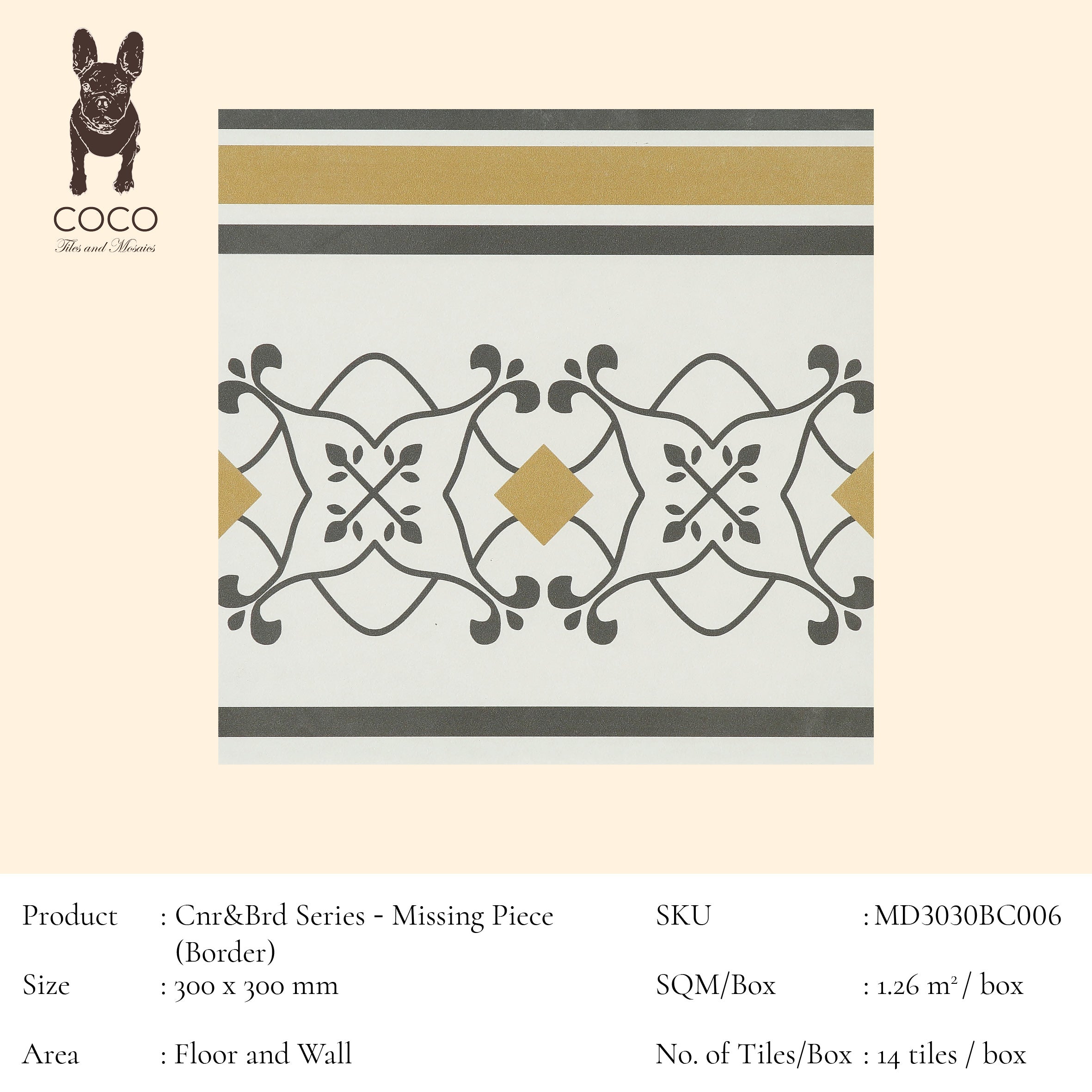 Cnr&Brd Series - Missing Piece (Border) 300x300mm Ceramic Tile