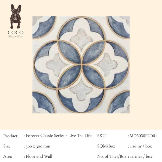 Forever Classic Series - Live The Life 300x300mm Ceramic Tile