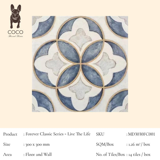 Full-Size Sample - Forever Classic Series - Live The Life 300x300mm Ceramic Tile