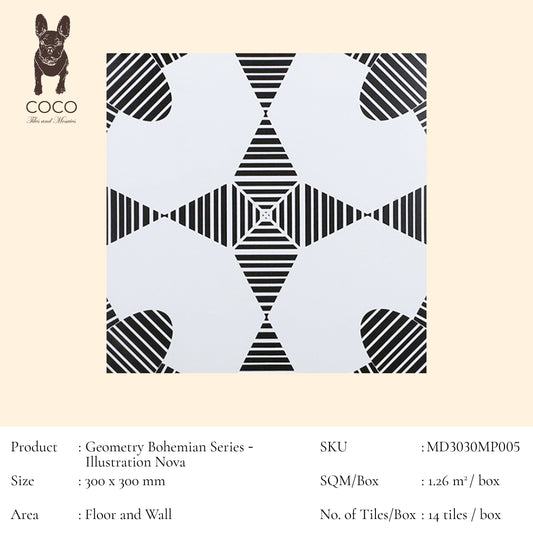 Geometry Bohemian Series - Illustration Nova 300x300mm Ceramic Tile