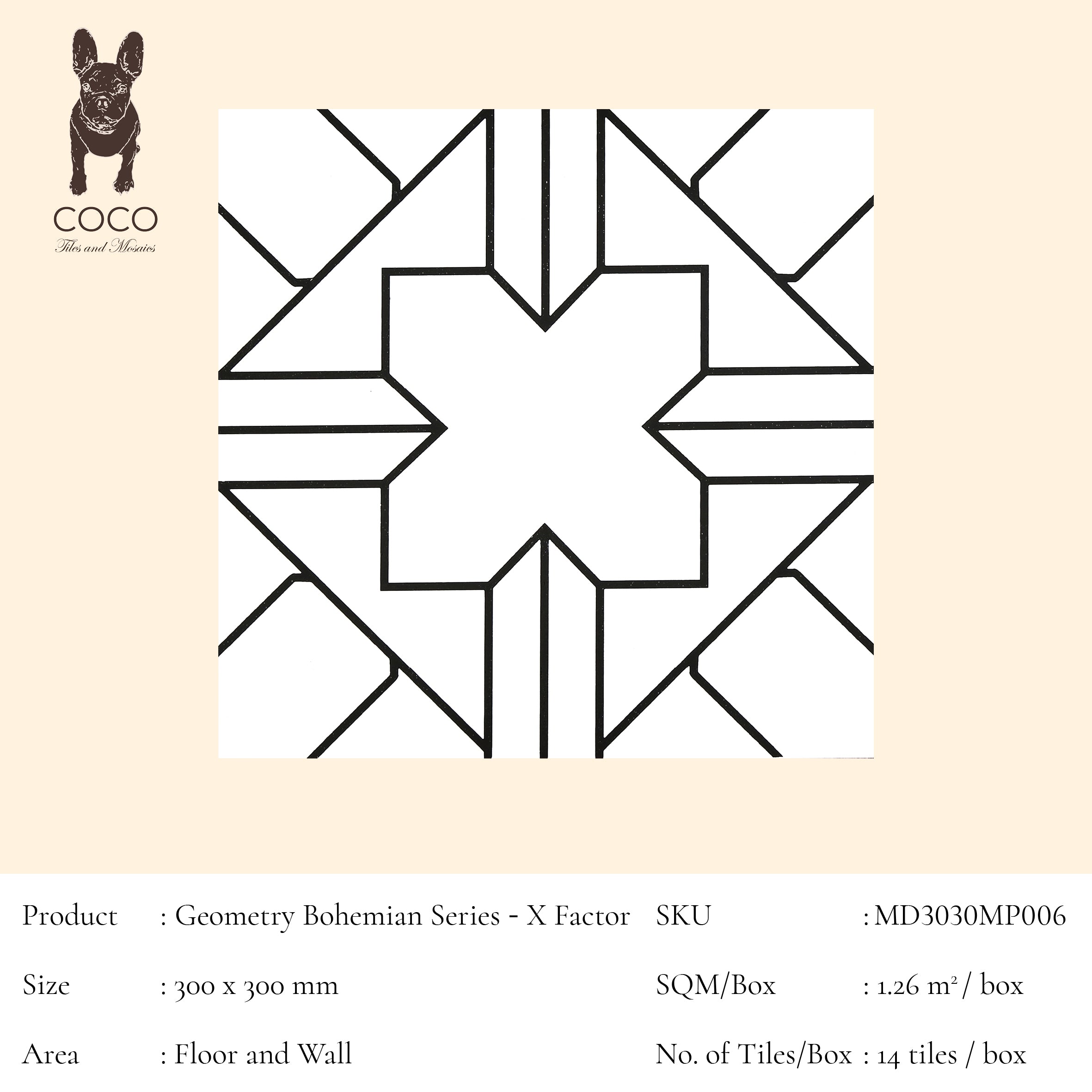 Geometry Bohemian Series - X Factor 300x300mm Ceramic Tile