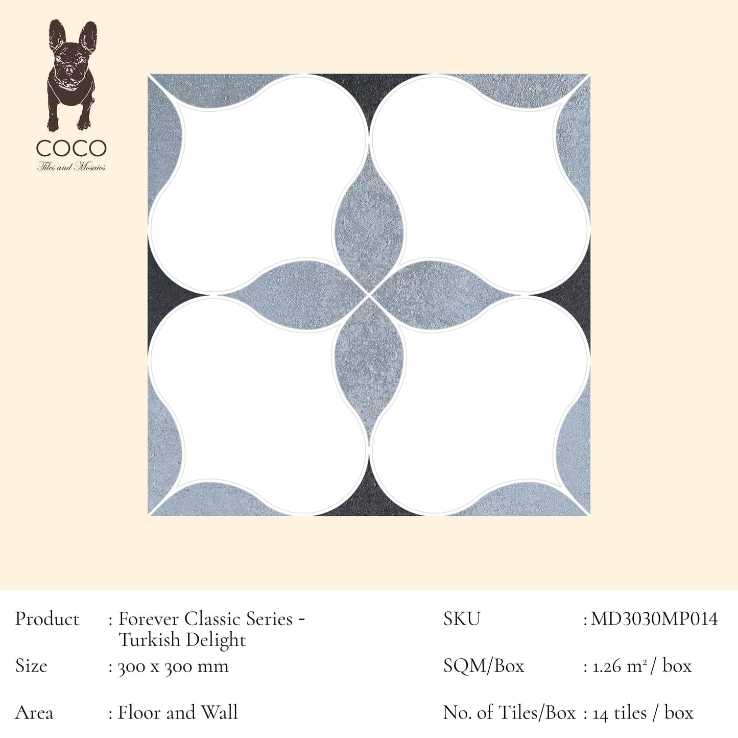 Full-Size Sample - Forever Classic Series - Mediterranean Fever Turkish Delight 300x300mm Ceramic Tile