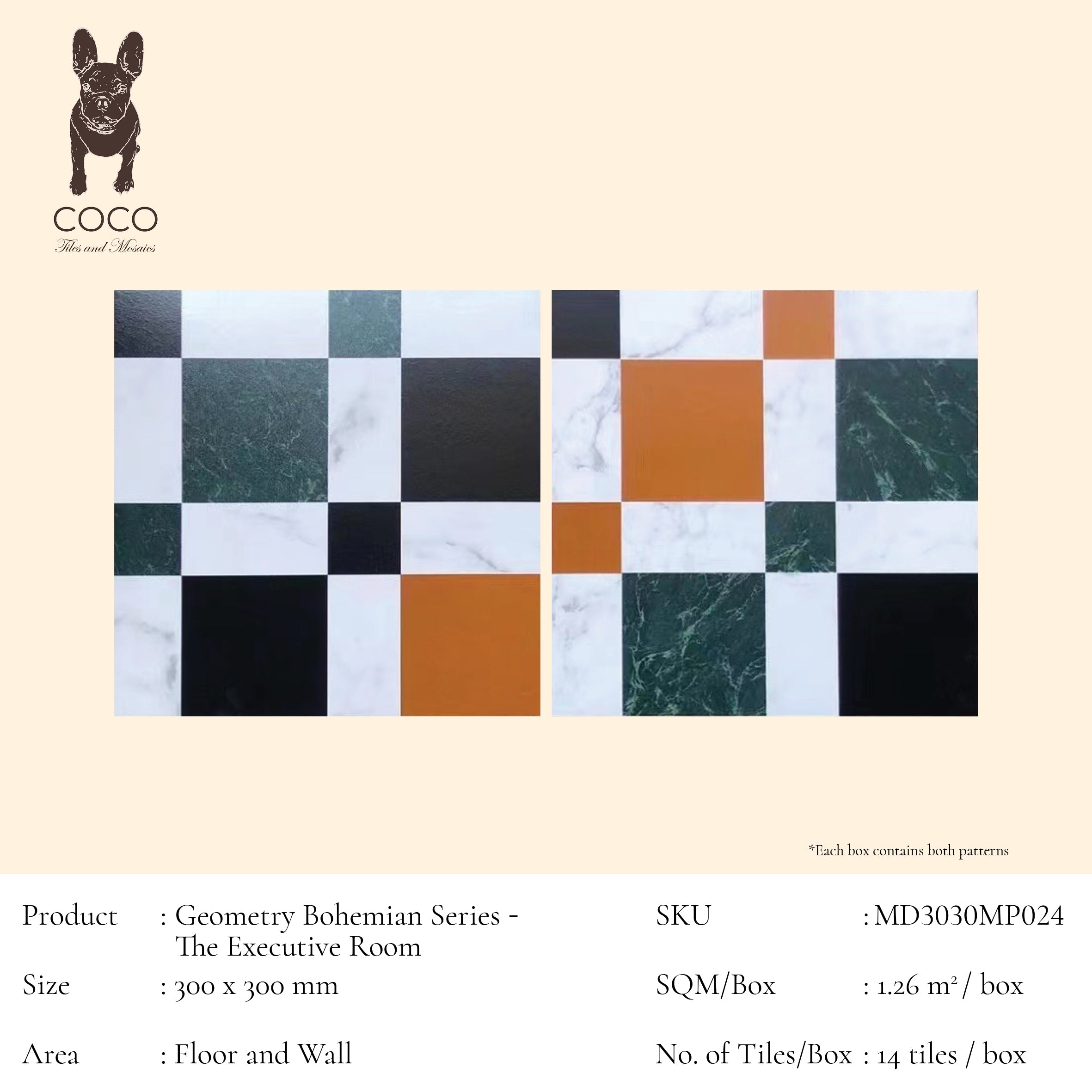 Geometry Bohemian Series - The Executive Room 300x300mm Ceramic Tile