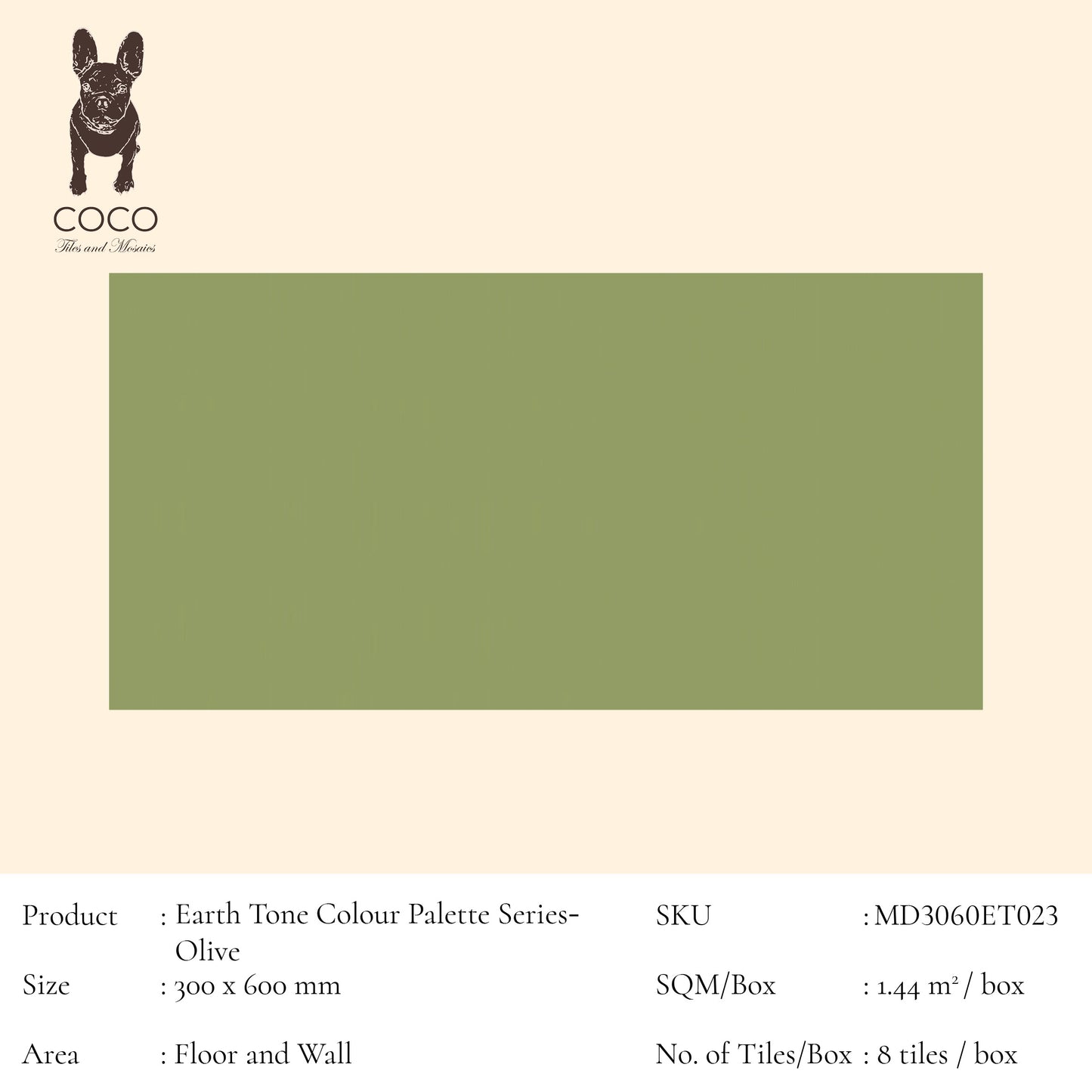 Earth Tone Colour Palette Series - Olive 300x600mm Ceramic Tile