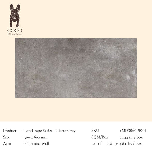 Landscape Series - Pietra Grey 300x600mm Ceramic Tile