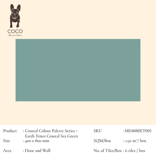 Coastal Colour Palette Series - Earth Tones Coastal Sea Green 400x800mm Ceramic Tile
