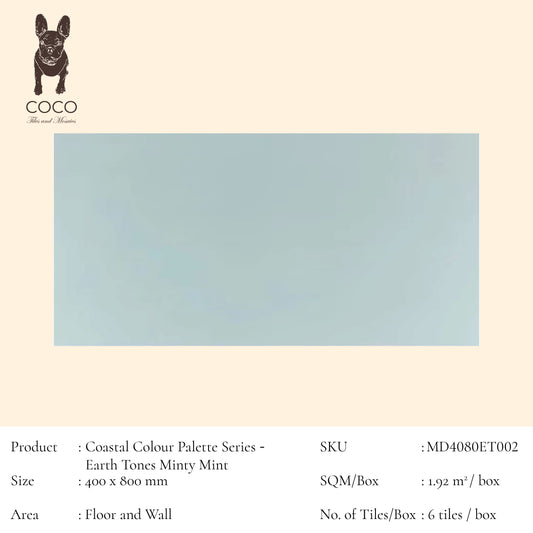 Coastal Colour Palette Series - Earth Tones Minty Mint 400x800mm Ceramic Tile