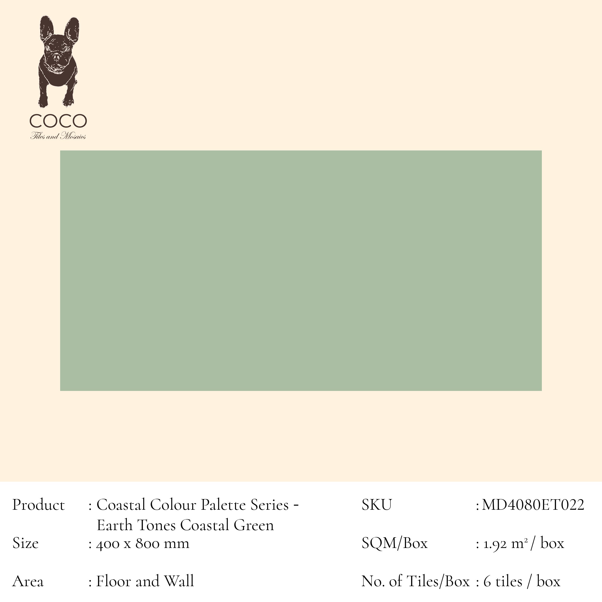 Coastal Colour Palette Series - Earth Tones Coastal Green 400x800mm Ceramic Tile