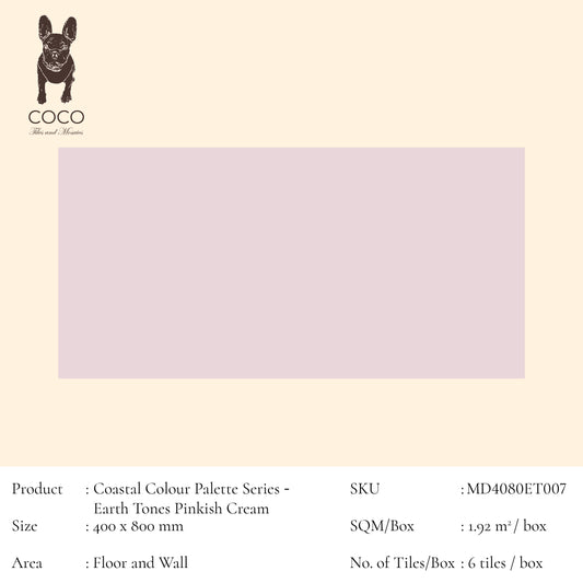 Coastal Colour Palette Series - Earth Tones Pinkish Cream 400x800mm Ceramic Tile
