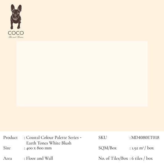 Coastal Colour Palette Series - Earth Tones White Blush 400x800mm Ceramic Tile
