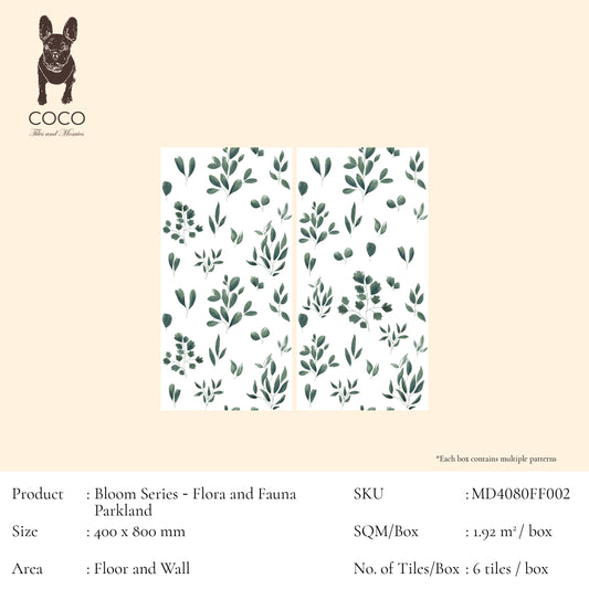 Bloom Series - Flora and Fauna Leafy Parkland 400x800mm Ceramic Tile