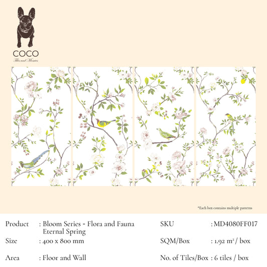 Bloom Series - Flora and Fauna Eternal Spring 400x800mm Ceramic Tile