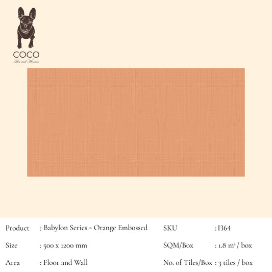 Babylon Series - 
Orange Embossed 500x1200mm Ceramic Tile