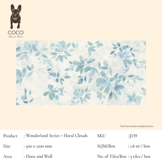 Wonderland Series - Floral Clouds 500x1200mm Ceramic Tile