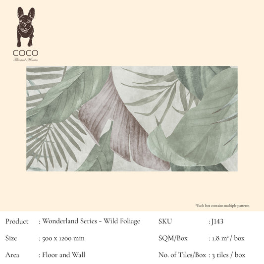 Wonderland Series - Wild Foliage 500x1200mm Ceramic Tile