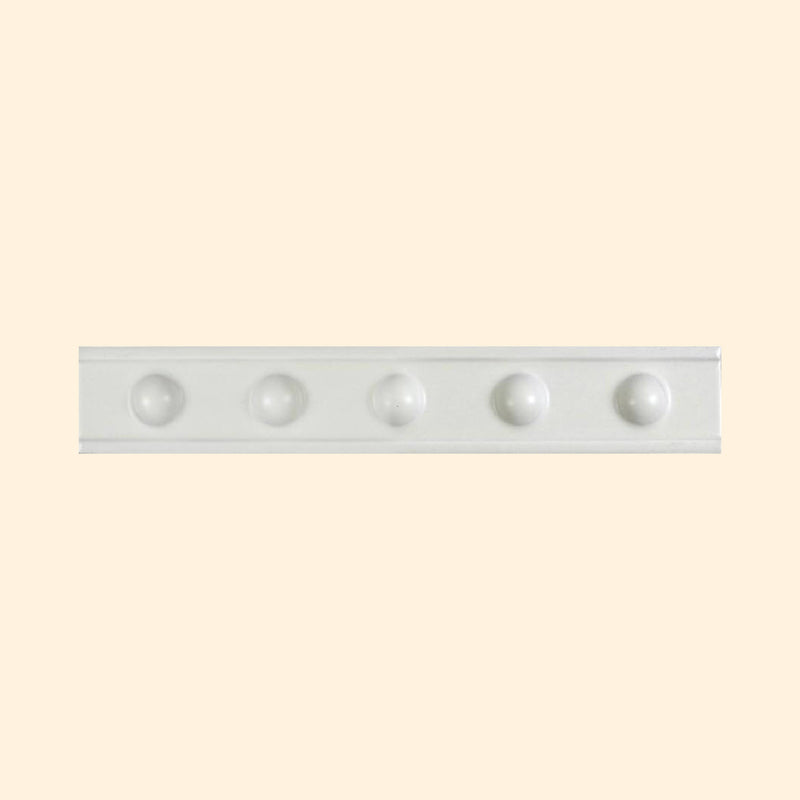 Trims & Accessories - Decorative Raised Dots White Satin 50x300mm Border Tile