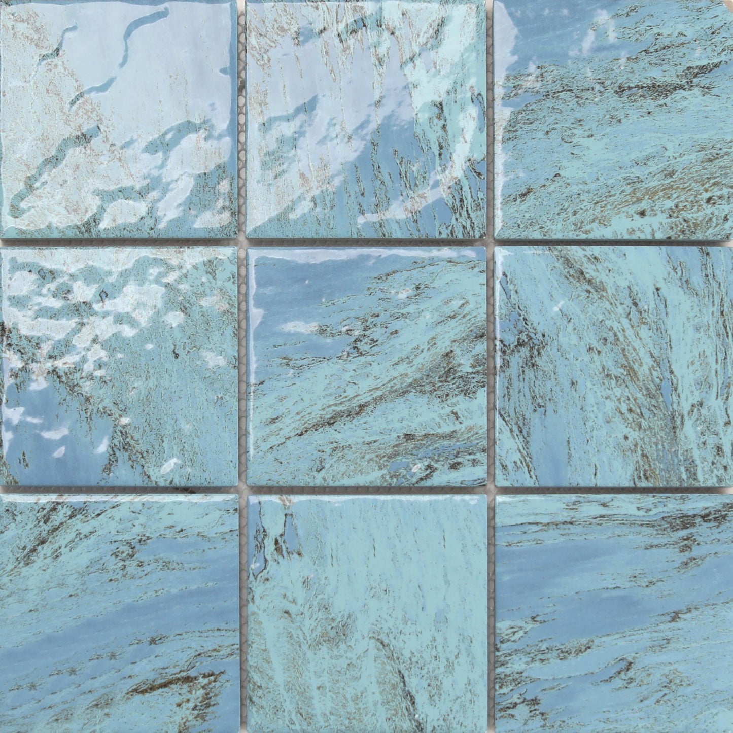 CoCo & Breezy Series - Blue Lagoon Gloss 97x97mm Porcelain Mosaic Tile