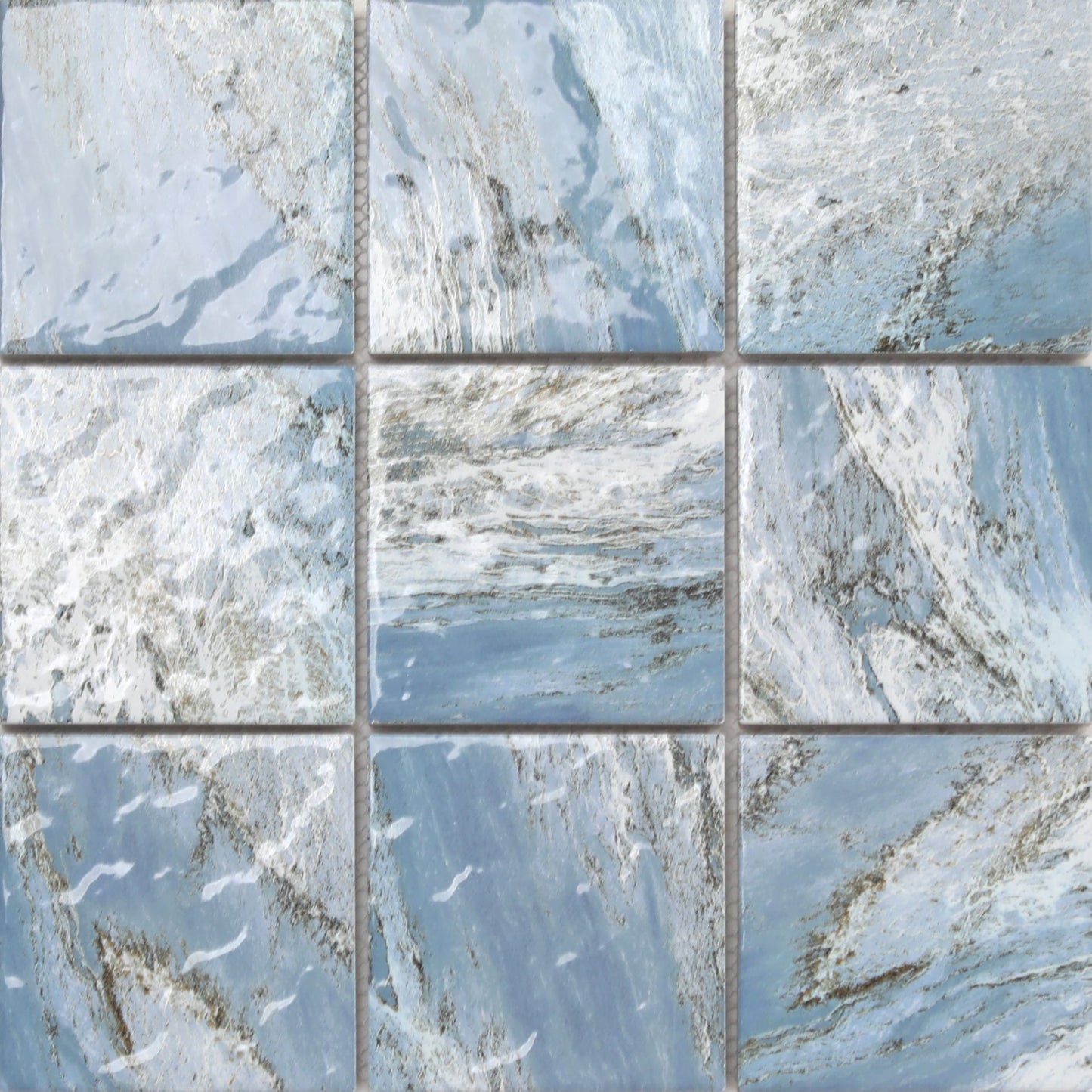 CoCo & Breezy Series - Shallow Sea Gloss 97x97mm Porcelain Mosaic Pool Tile