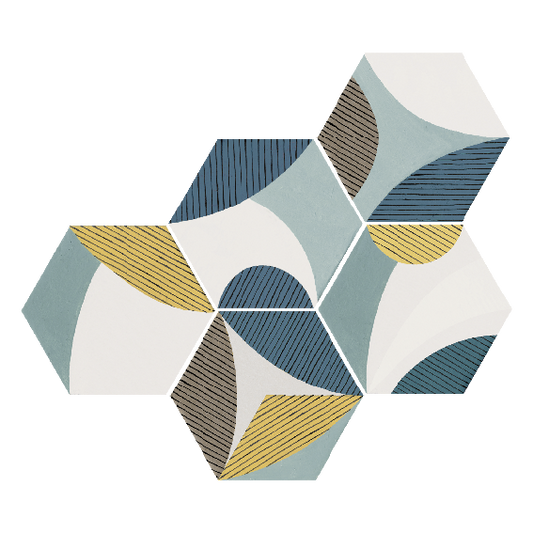 KaleidoCraft Series - Ocean Whisper Natural 250x290mm Hexagon Porcelain Tile