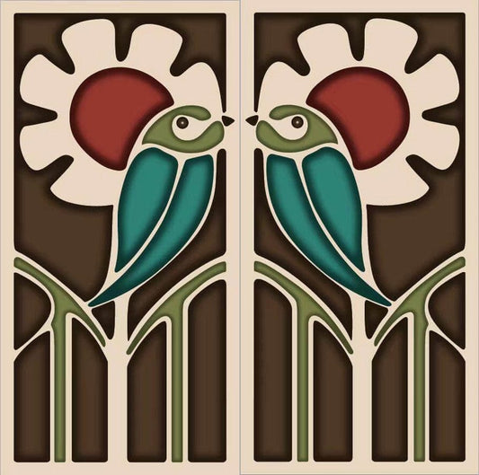 Art Nouveau Series - Lovebirds at Dusk 150x300mm Ceramic Tile