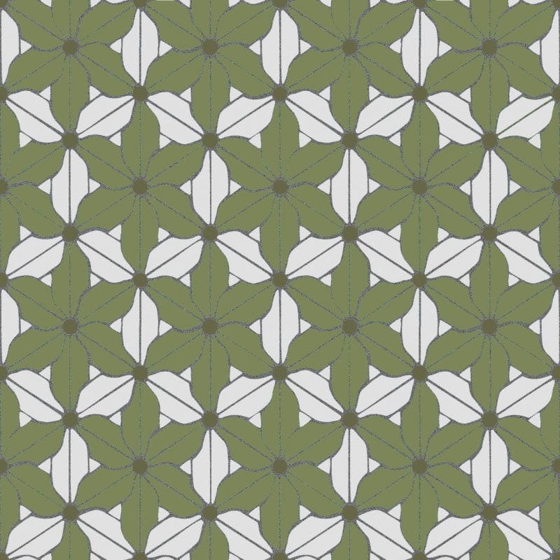 Full-Size Sample - Retro Metro Series - Valley of Life Night Bloom 300x300mm Ceramic Tile