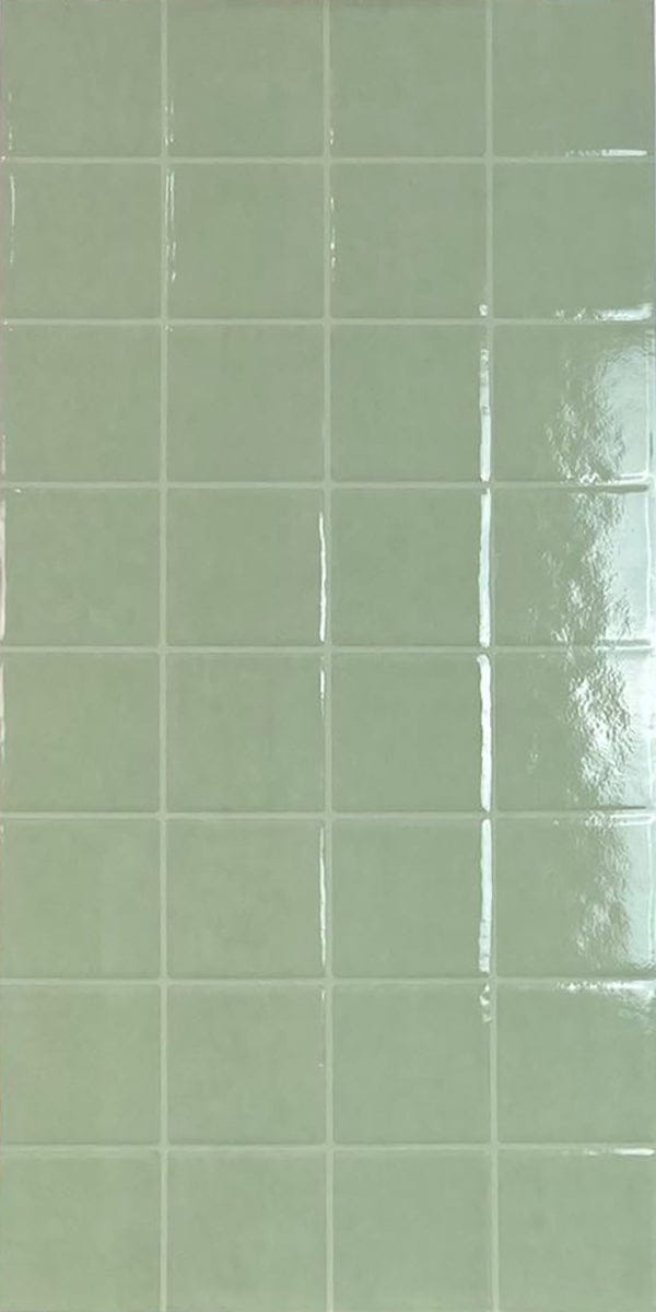 Cut Sample - Coastline Series - Harbour Grid Seagrass Gloss 400x800mm Porcelain Tile (Cut Size: Approx. 200x400 mm)