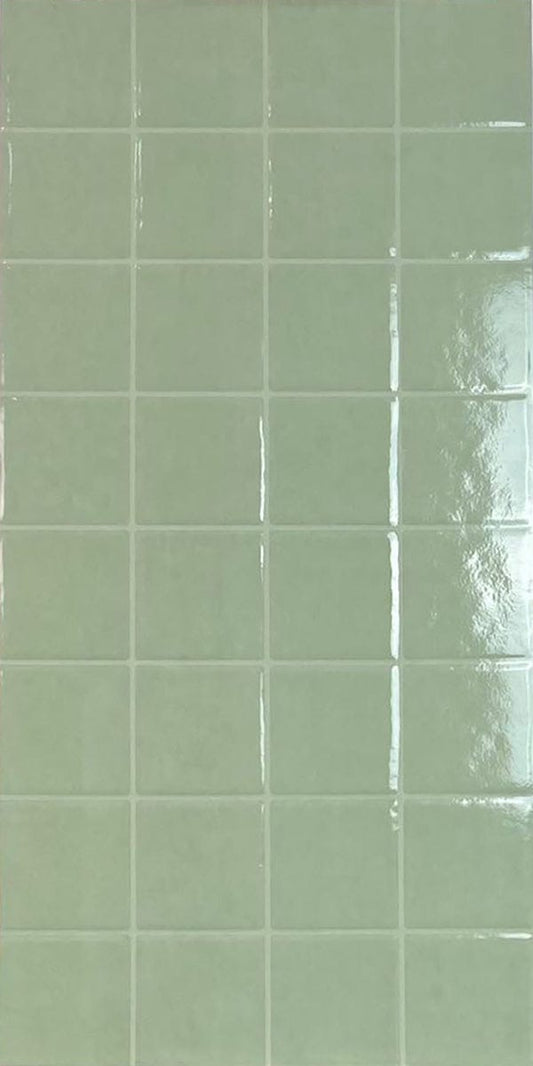 Cut Sample - Coastline Series - Harbour Grid Seagrass Gloss 400x800mm Porcelain Tile (Cut Size: Approx. 200x400 mm)