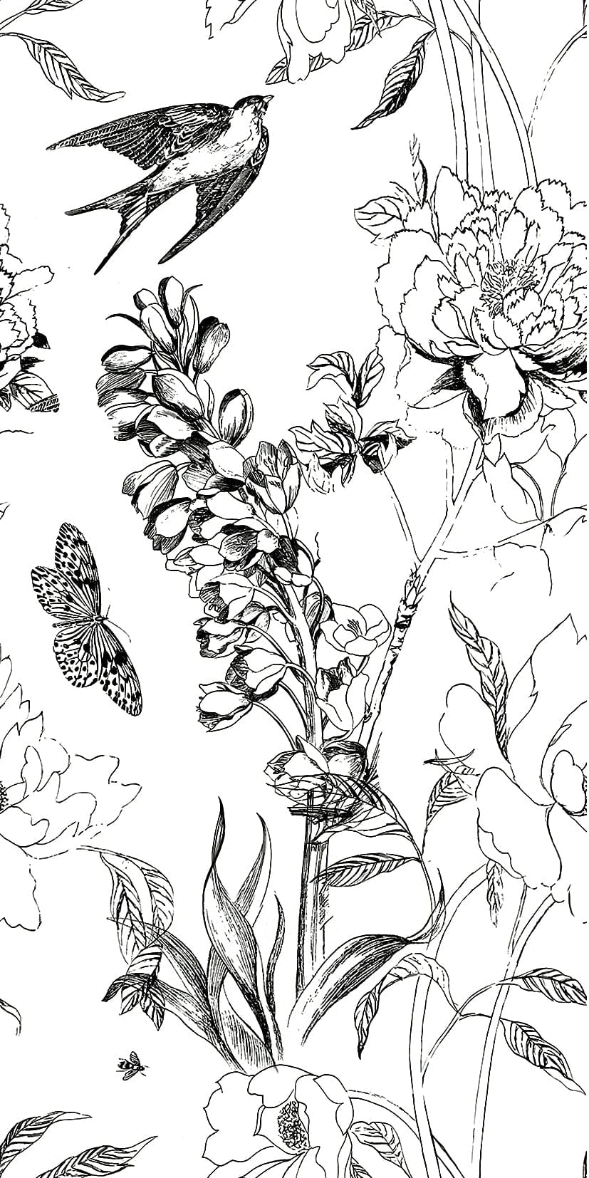 Cut Sample - Bloom Series - Flora and Fauna Swiftlets 400x800mm Ceramic Tile (Cut Size: Approx. 200x400 mm)
