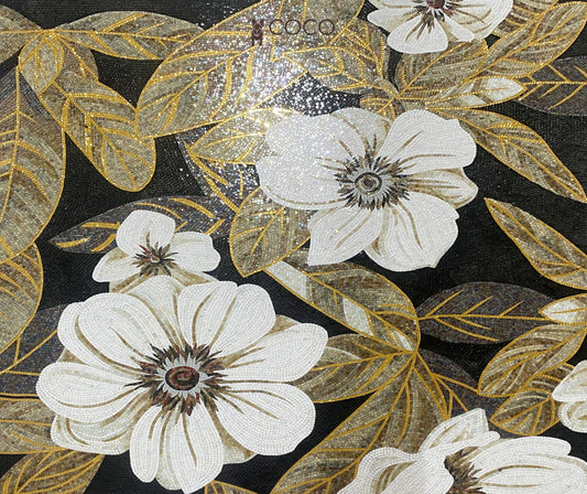 Twilight Gold Blossom Mosaic Art