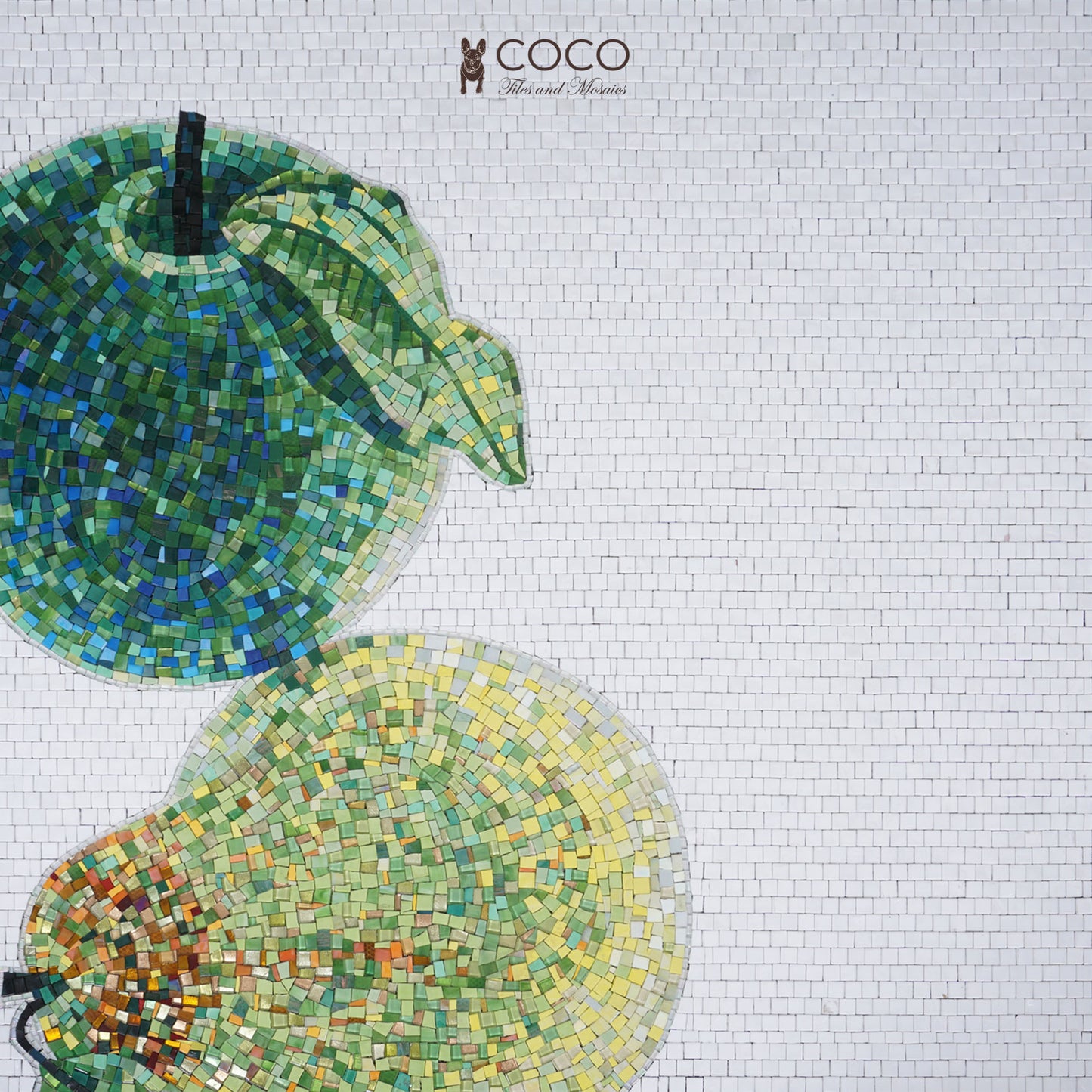 Glass Tile Fruit Mosaic -Mosaic Apple & Pear Wall Art