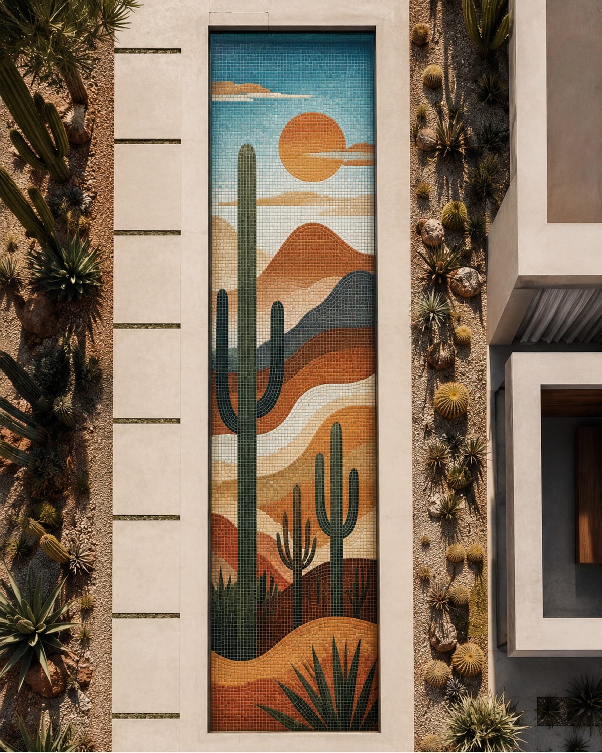 Desert Ember - Cactus Sunset Glass Pool Mosaic Art