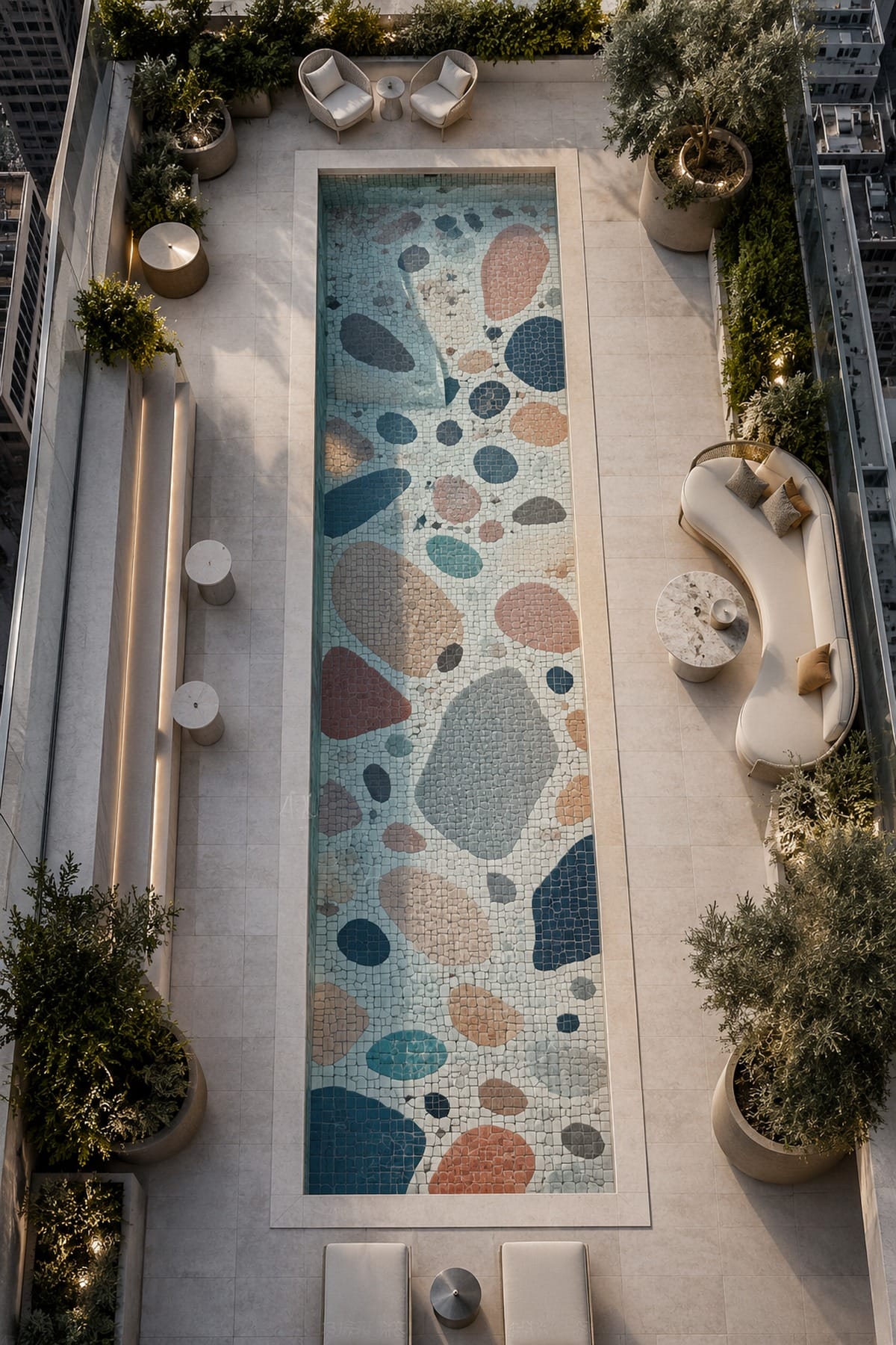 Pebble Rhythm - Contemporary Abstract Glass Pool Mosaic Art