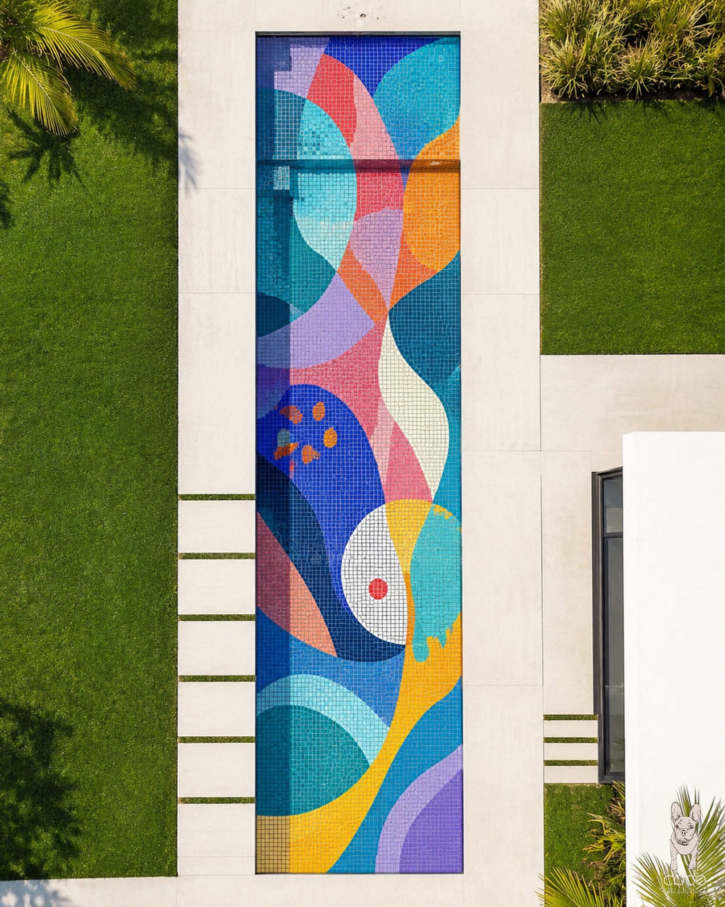 Chromatic Current - Contemporary Abstract Glass Pool Mosaic Art