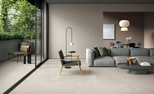 Caldera Fawn P3 Matt 600x1200mm porcelain tile — interior look 1
