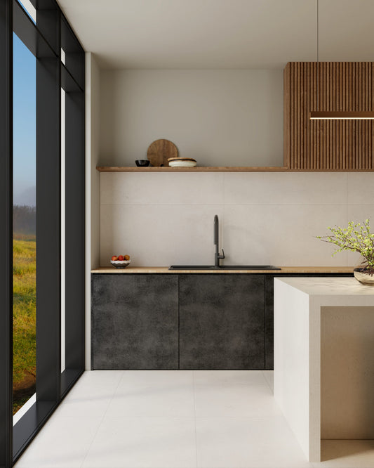 City Impression Ivory P3 Matt 600x1200mm porcelain tile — interior look 1
