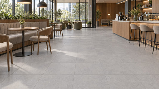 City Impression Pewter P4 Matt 600x600mm porcelain tile — commercial interior look