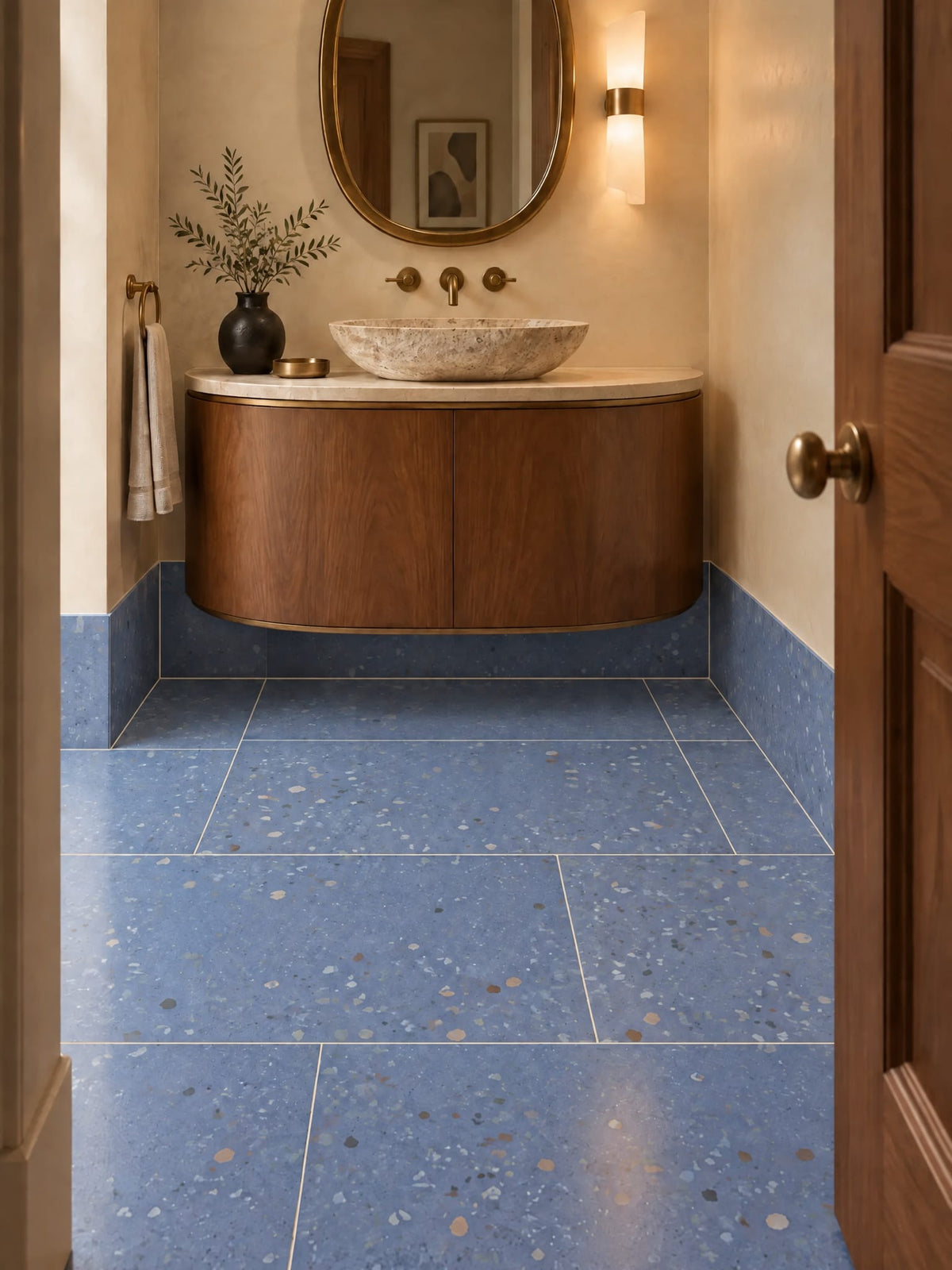 Cool Days tile interior look — guest cloakroom with Mapei 123 Ancient White grout