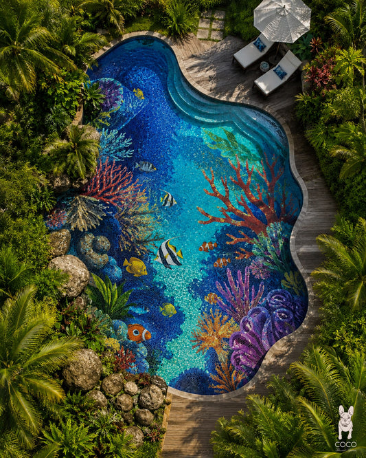 Coral Kingdom - Tropical Reef Porcelain Pool Mosaic Art