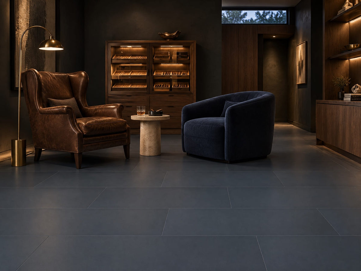Deep Space tile in a home cigar room
