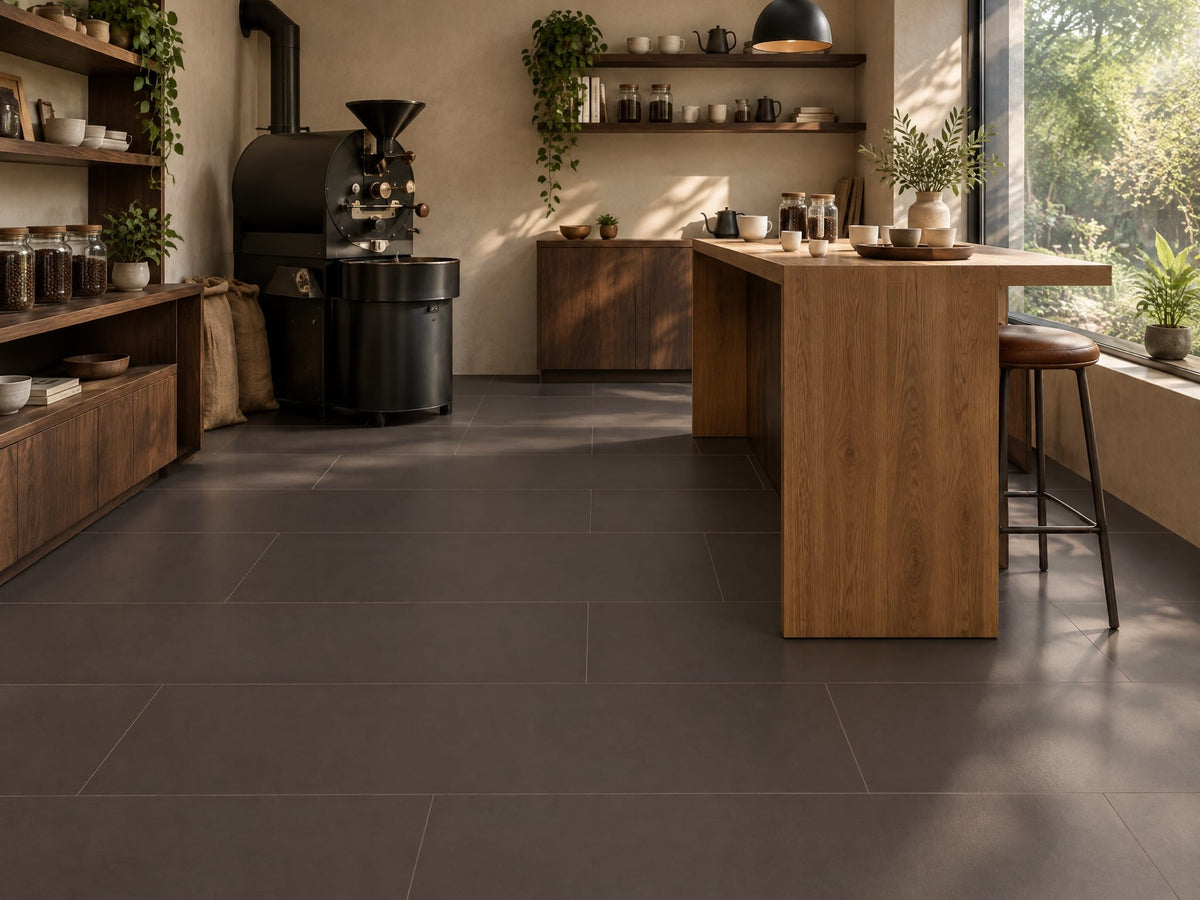 Kaffee tile in a home coffee roastery