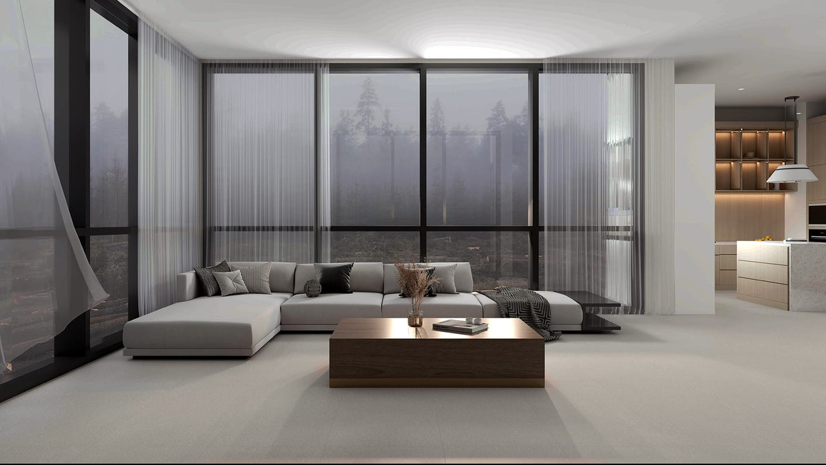 Luna Stone Crater P3 Matt 600x1200mm porcelain tile — interior look 2