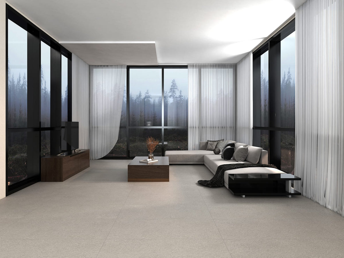 Luna Stone Crater P3 Matt 600x1200mm porcelain tile — interior look 4
