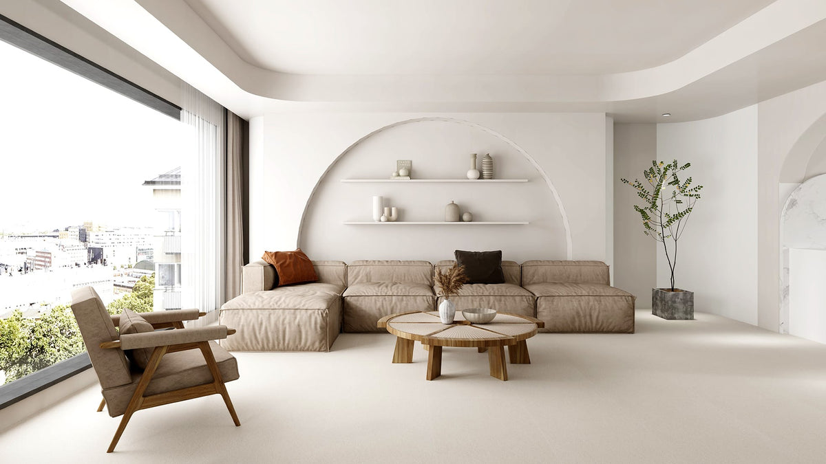 Luna Stone Pearl P3 Matt 600x1200mm porcelain tile — interior look 2
