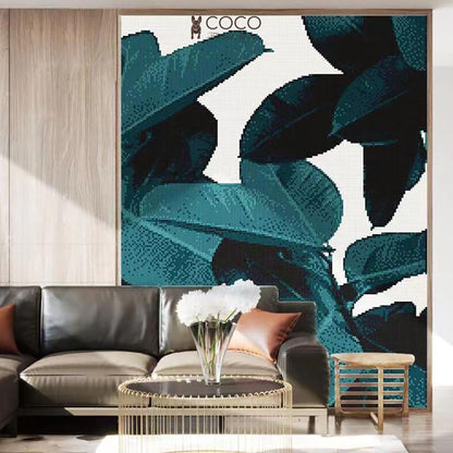 Artistic Mosaic - Leaves - Green = Blue