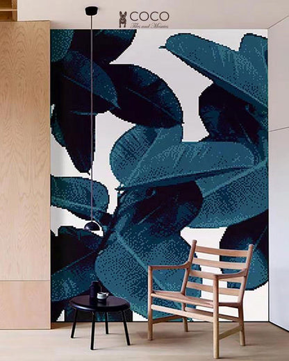 Artistic Mosaic - Leaves - Green = Blue
